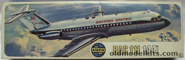Airfix 1/144 BAC-111 (BAC 111 One-11) - British United Airlines, 02171-7 plastic model kit